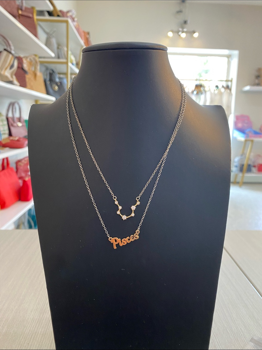 Pisces Gold-Tone Double Layer Zodiac Necklace